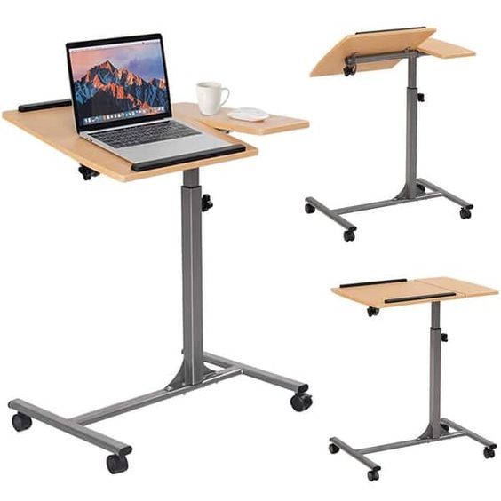 Meja Laptop Model Stand Desk Desain Modern dengan Roda
