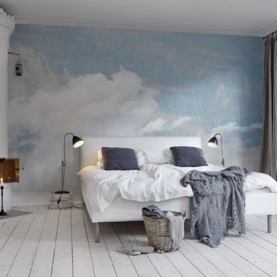 Motif Wallpaper Kamar Tidur Langit Biru