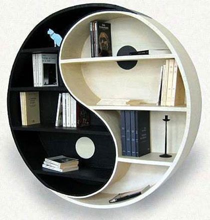 Rak Buku Dinding Model Lingkaran Black & White