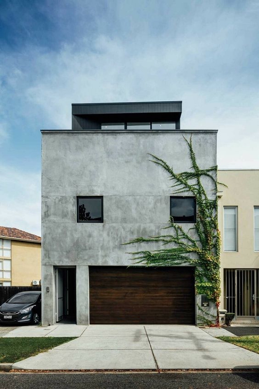 Rumah Industrial dengan Grey Concept
