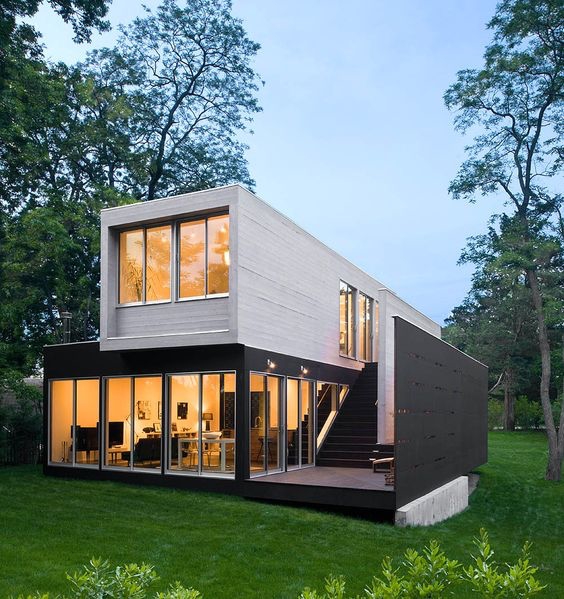Rumah Kontainer Fancy Modern Full of Tempered Glass