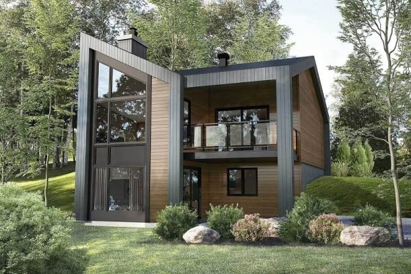 Desain Rumah di Tanah Berundak dengan Konsep Rumah Kayu Modern