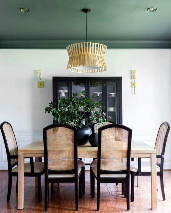 Model Plafon Ruang Makan dan Dapur dengan Tema Natural Green
