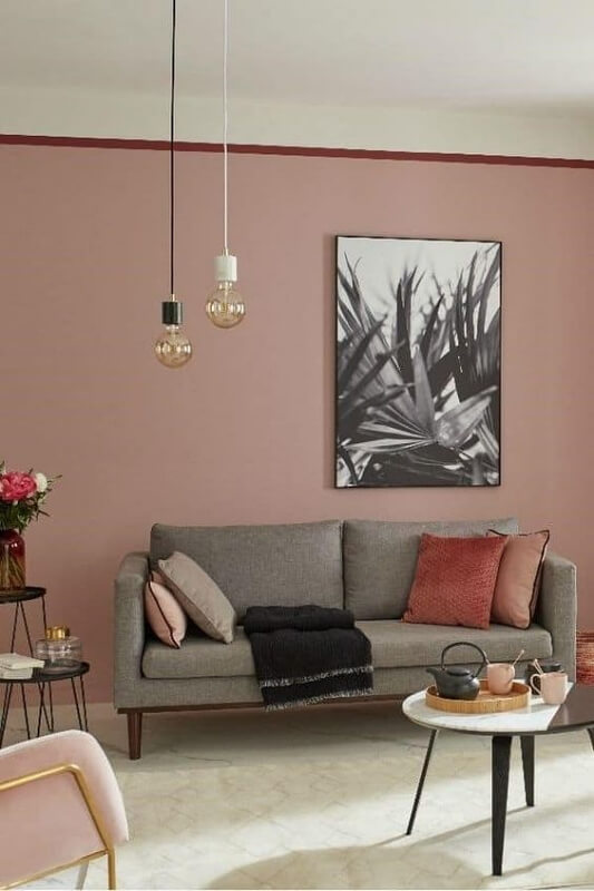 Cat Ruang Tamu Warna Pink Gelap